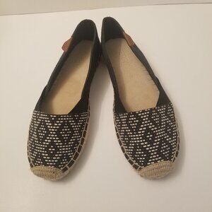 Sperry Top Sider Black and Beige Espadrilles Flats  size 7